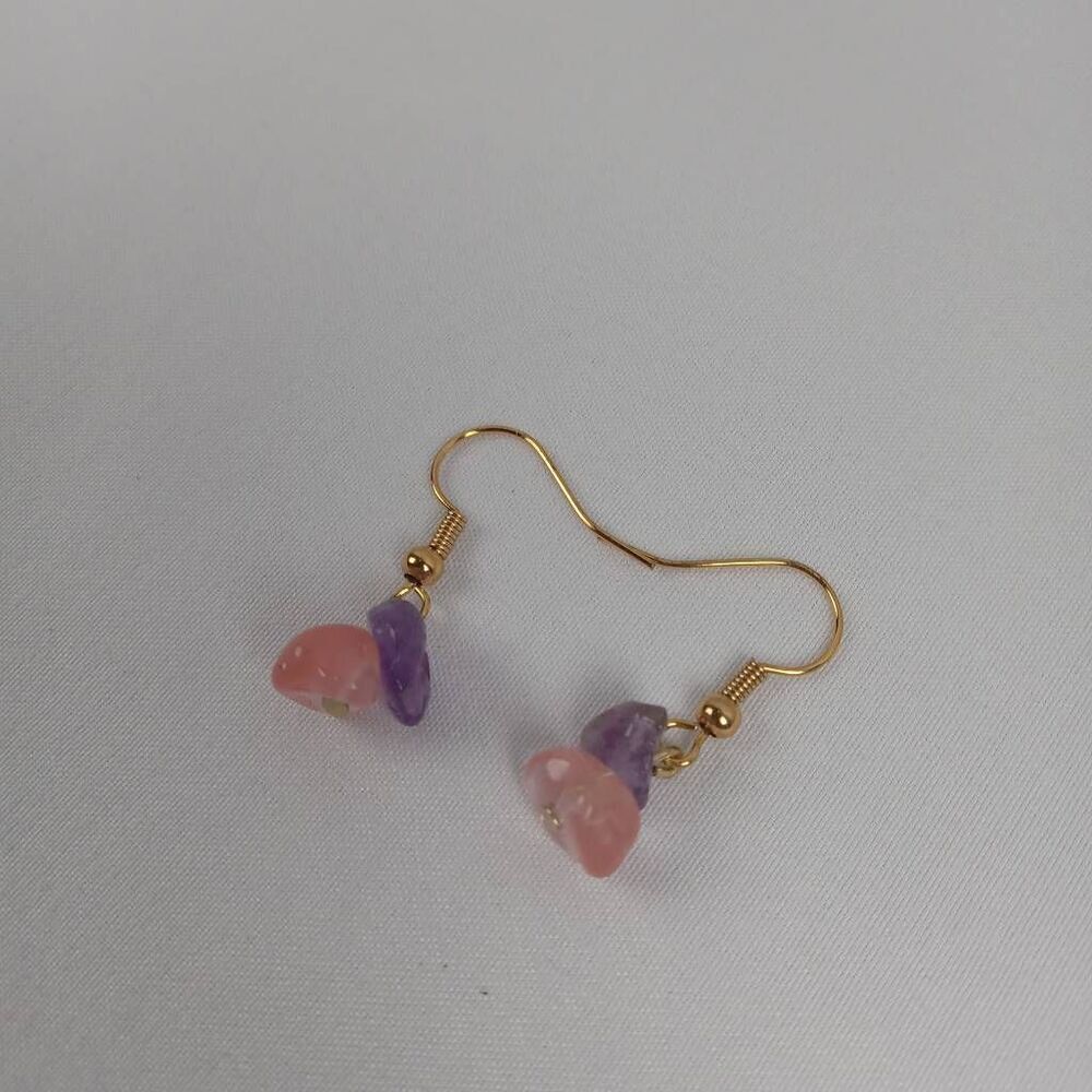 5/$25 CLEARANCE  Pink and purple stone chip earrings